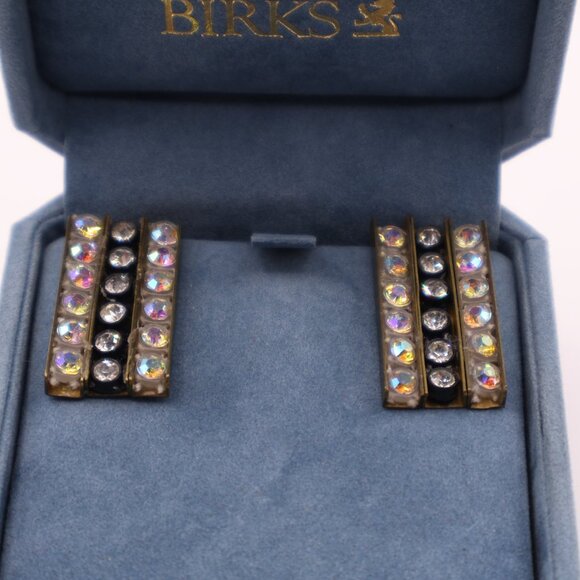 MCM Rhinestone Encrusted Brass Earrings & Brooch - Picture 3 of 8